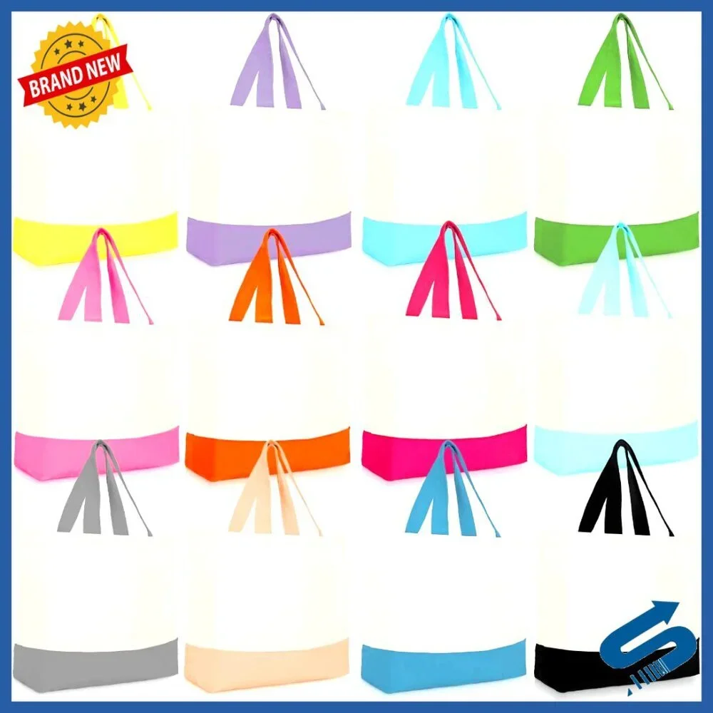 Canvas Tote Bags Bulk Pack Reusable Grocery Shopping Eco-Friendly Luggage